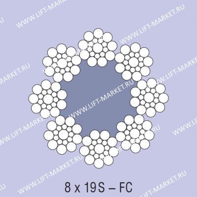 Канат d=11,0 мм 8x19S-FC, 1370/1770 N/mm2, крестовой прав свивки с орган. сердеч-ом (DRAKO Германия) фото