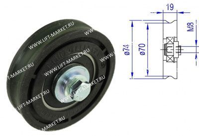 Ролик Sematic,  D=74/70/M8x19мм, U-groove, C144AATA/C144AACP фото