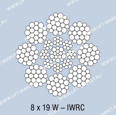 Канат 250T d=12,0 mm, 8х19W-IWRC,1570 N/mm2 крест правой свивки, сердечник стальной (DRAKO Германия) фото